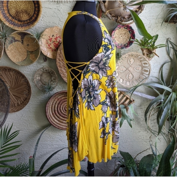 Free People M Paint The Sun Slip Yellow Mini Dress - Picture 10 of 16